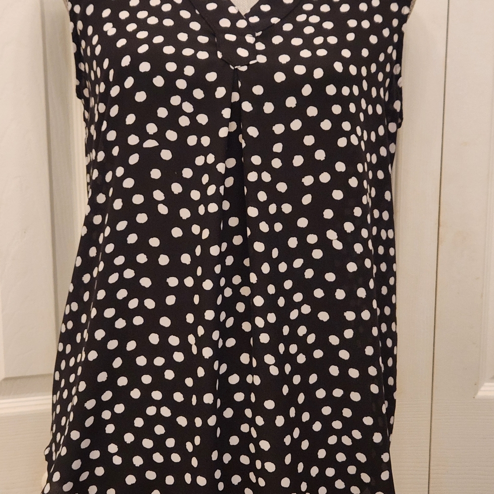 Emaline Black and White Polka Dot Sleeveless Top